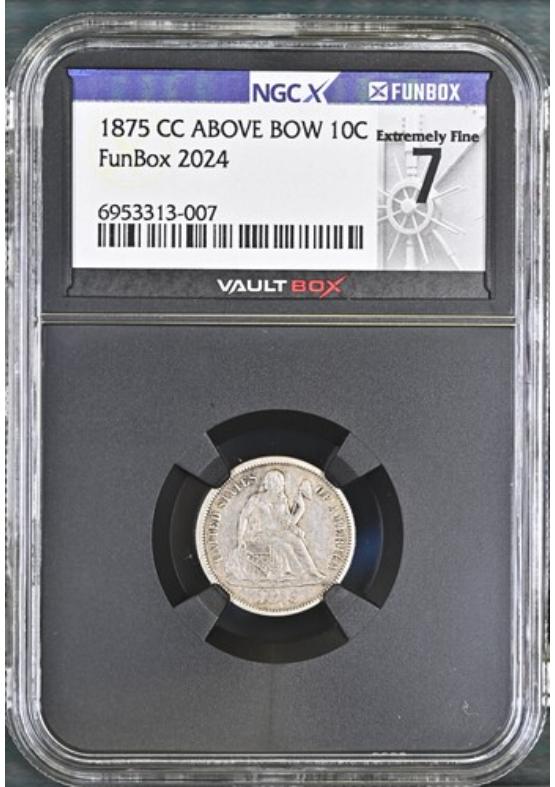 1875 CC ABOVE BOW 10C NGCX EXTREMELY FINE 7 Front
