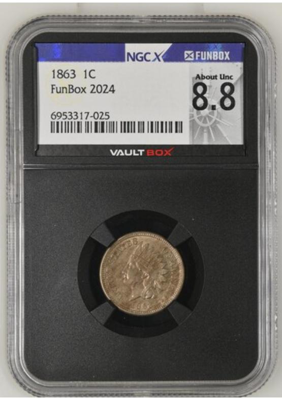1863 1C NGCX ABOUT UNCIRCULATED 8.8 Front