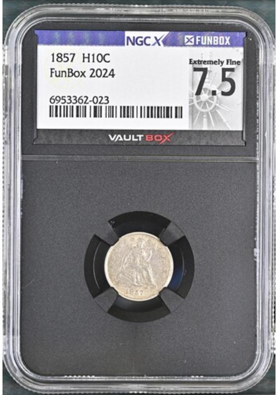 1857 H10C NGCX EXTREMELY FINE 7.5 Front