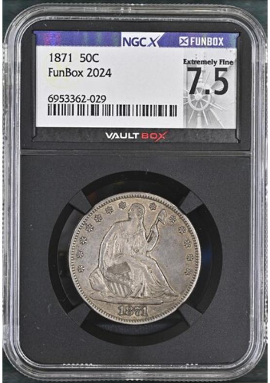 1871 50C NGCX EXTREMELY FINE 7.5 Front