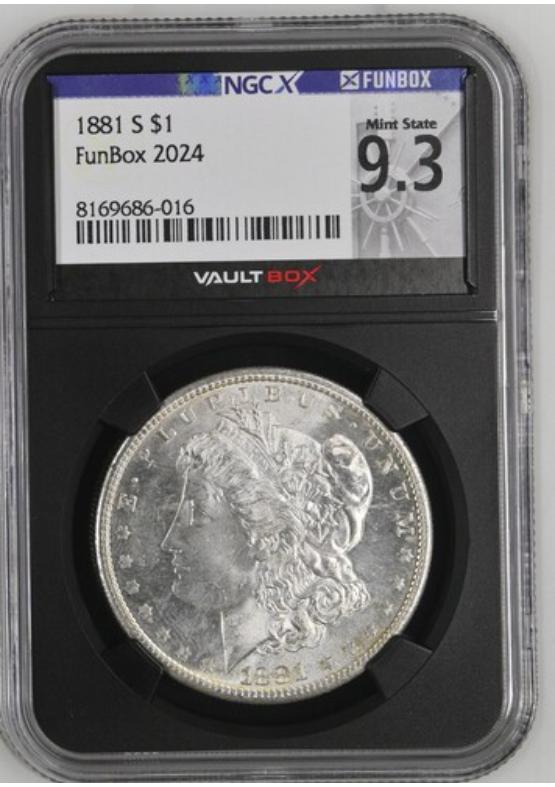 1881-S $1 NGCX MINT STATE 9.3 Front