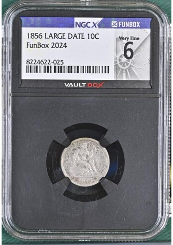 1856 LARGE DATE 10C NGCX VERY FINE 6 Front