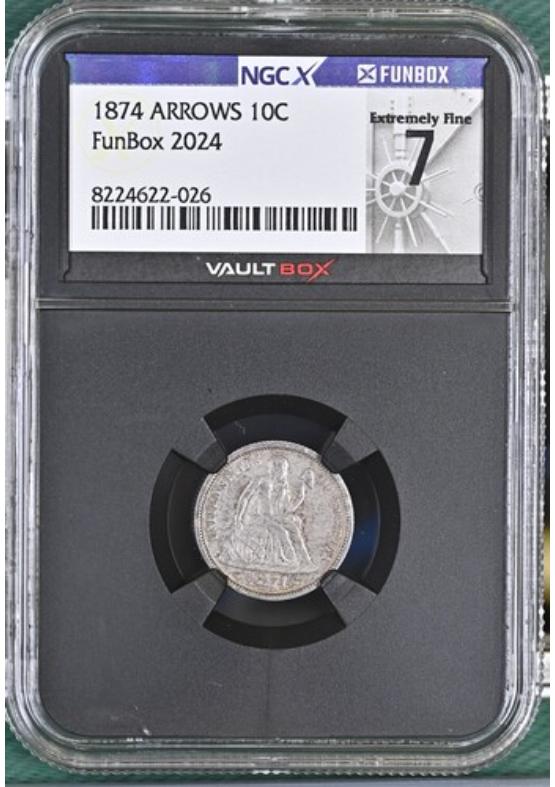 1874 ARROWS 10C NGCX EXTREMELY FINE 7 Front