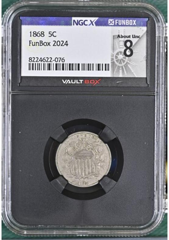 1868 5C NGCX ABOUT UNCIRCULATED 8 Front