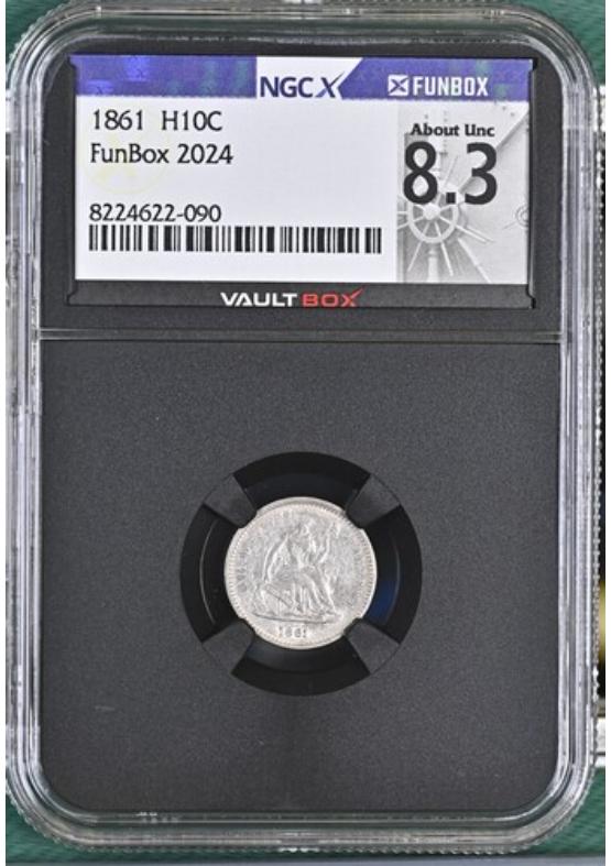 1861 H10C NGCX ABOUT UNCIRCULATED 8.3 Front
