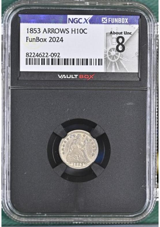 1853 ARROWS H10C NGCX ABOUT UNCIRCULATED 8 Front