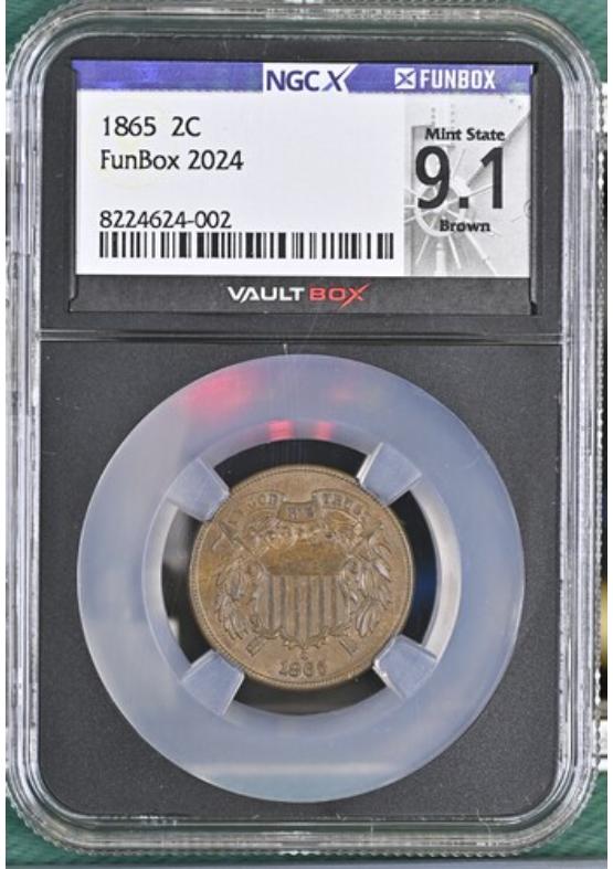 1865 2C NGCX MINT STATE 9.1 BROWN Front