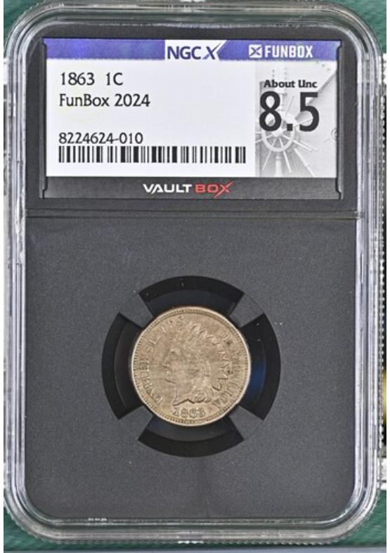 1863 1C NGCX ABOUT UNCIRCULATED 8.5 Front