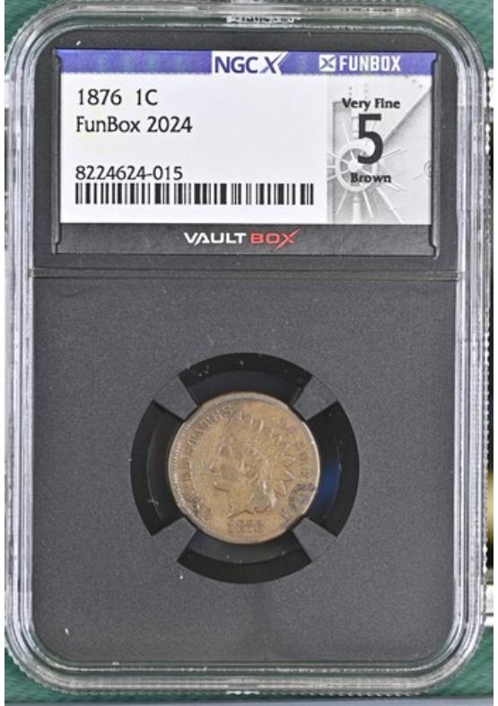 1876 1C NGCX VERY FINE 5 BROWN Front
