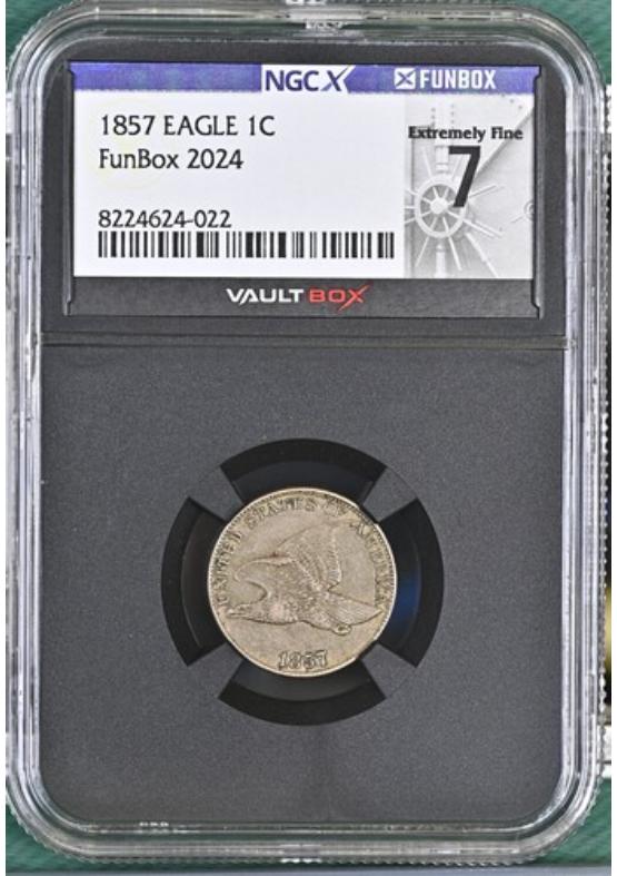 1857 EAGLE 1C NGCX EXTREMELY FINE 7 Front