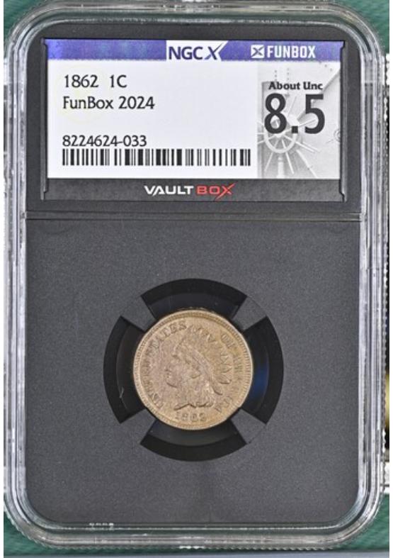 1862 1C NGCX ABOUT UNCIRCULATED 8.5 Front