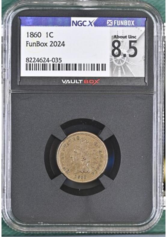 1860 1C NGCX ABOUT UNCIRCULATED 8.5 Front