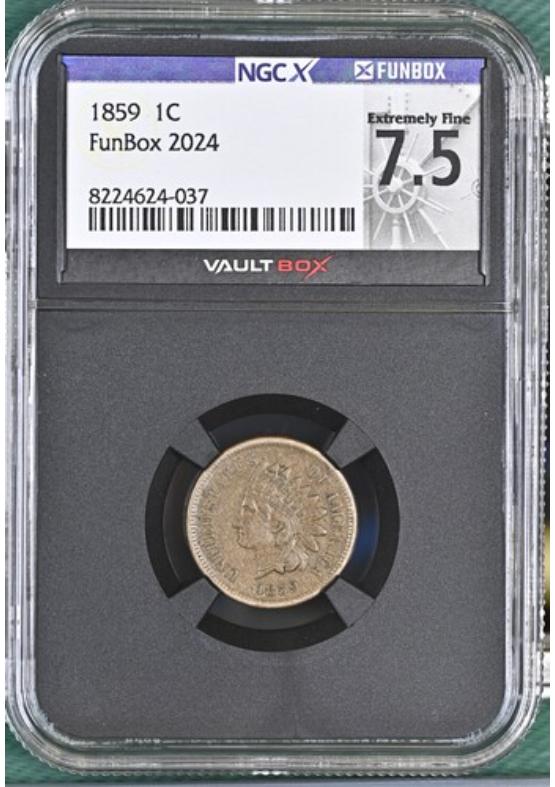 1859 1C NGCX EXTREMELY FINE 7.5 Front