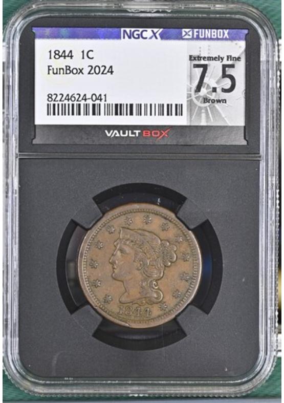 1844 1C NGCX EXTREMELY FINE 7.5 BROWN Front