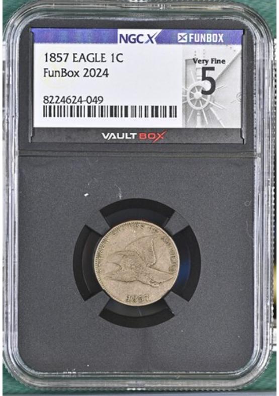 1857 EAGLE 1C NGCX VERY FINE 5 Front