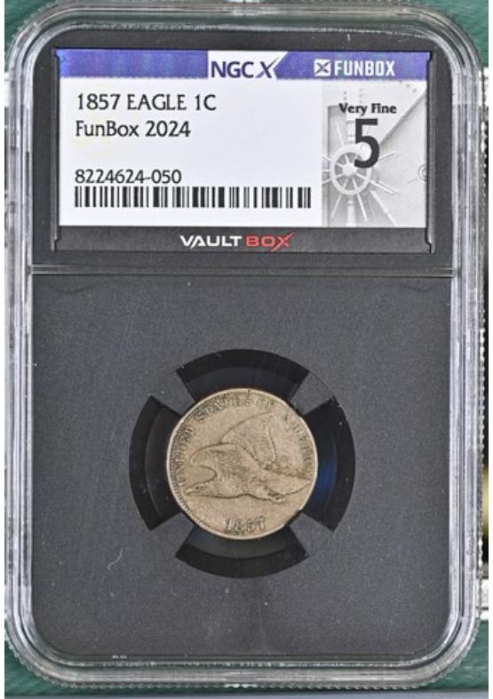 1857 EAGLE 1C NGCX VERY FINE 5 Front