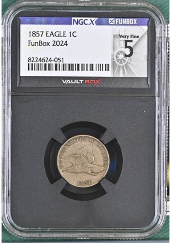 1857 EAGLE 1C NGCX VERY FINE 5 Front