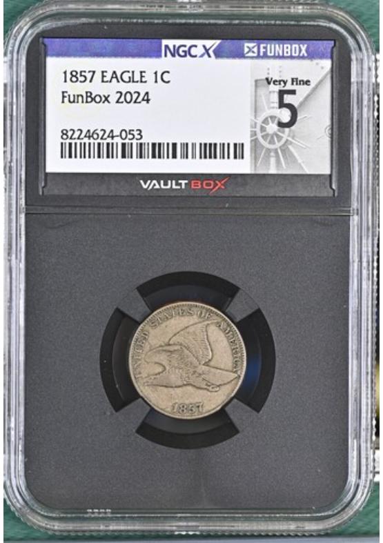 1857 EAGLE 1C NGCX VERY FINE 5 Front