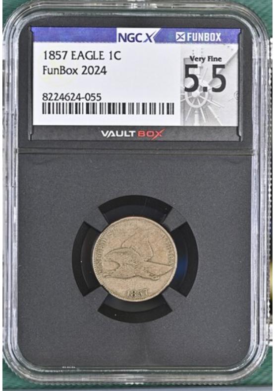 1857 EAGLE 1C NGCX VERY FINE 5.5 Front