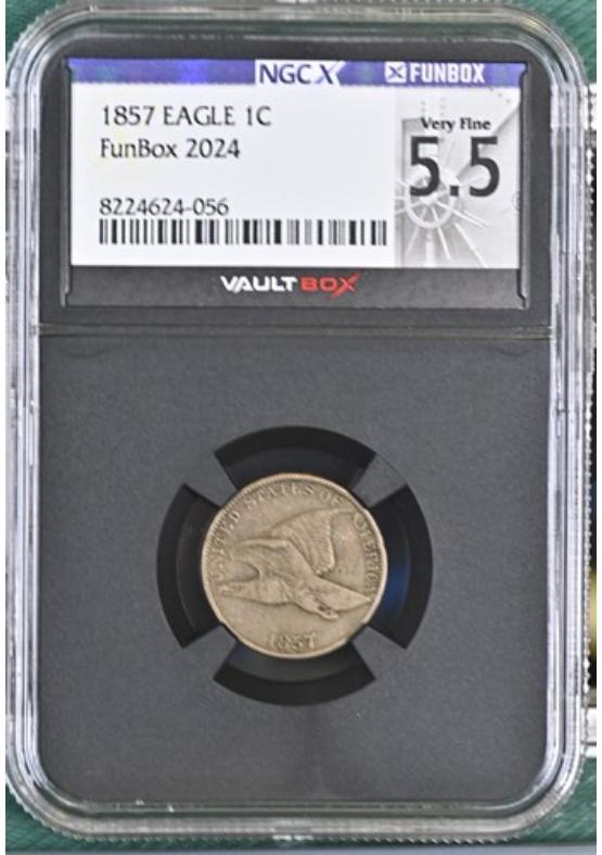 1857 EAGLE 1C NGCX VERY FINE 5.5 Front