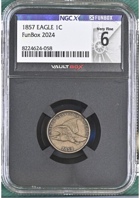 1857 EAGLE 1C NGCX VERY FINE 6 Front