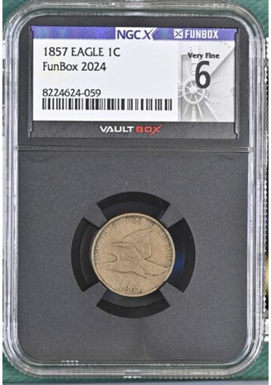 1857 EAGLE 1C NGCX VERY FINE 6 Front
