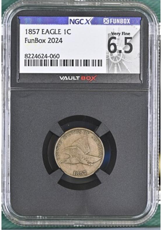 1857 EAGLE 1C NGCX VERY FINE 6.5 Front