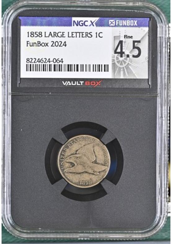 1858 LARGE LETTERS 1C NGCX FINE 4.5 Front