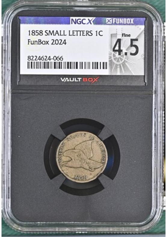 1858 SMALL LETTERS 1C NGCX FINE 4.5 Front