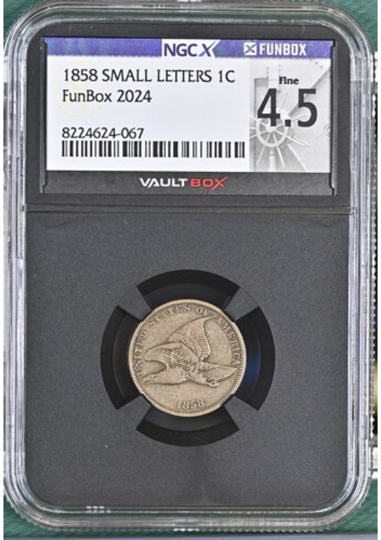 1858 SMALL LETTERS 1C NGCX FINE 4.5 Front