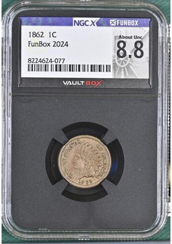 1862 1C NGCX ABOUT UNCIRCULATED 8.8 Front