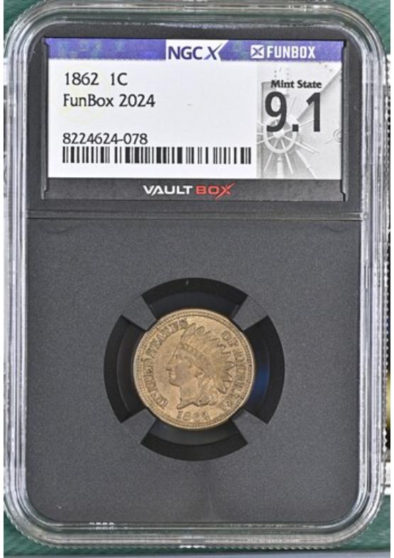 1862 1C NGCX MINT STATE 9.1 Front