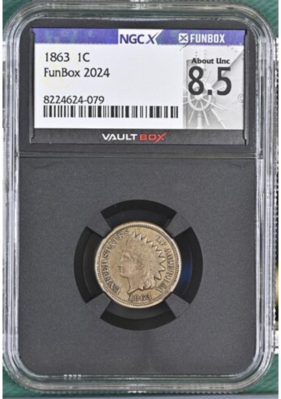 1863 1C NGCX ABOUT UNCIRCULATED 8.5 Front