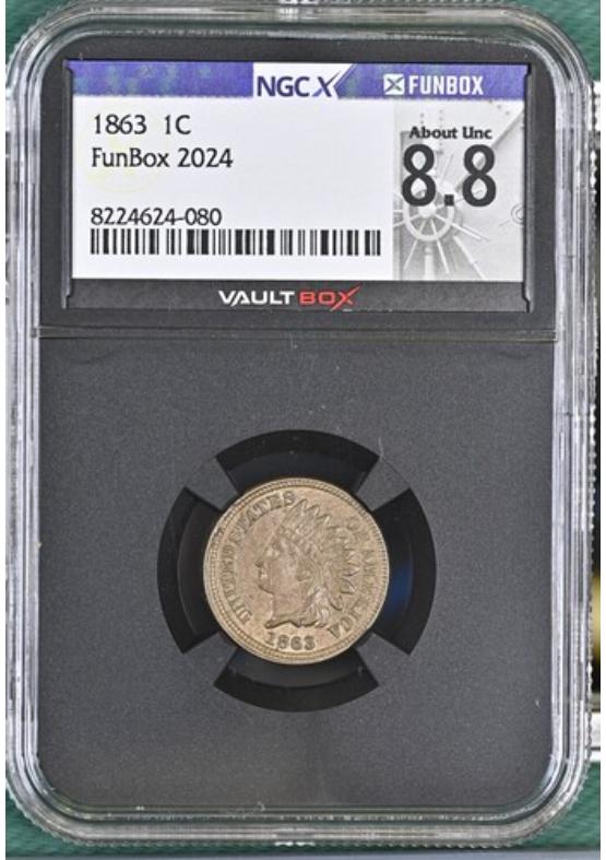 1863 1C NGCX ABOUT UNCIRCULATED 8.8 Front