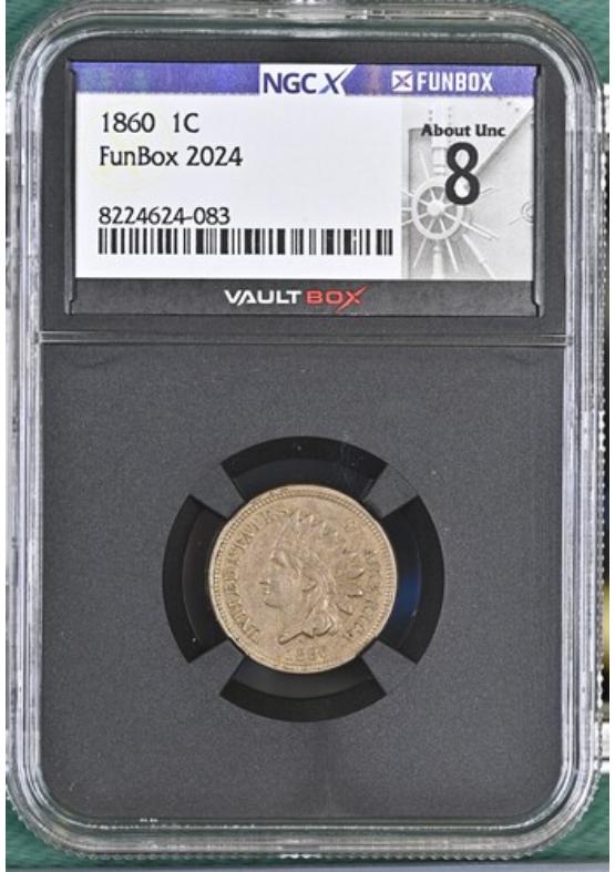 1860 1C NGCX ABOUT UNCIRCULATED 8 Front