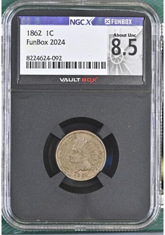 1862 1C NGCX ABOUT UNCIRCULATED 8.5 Front