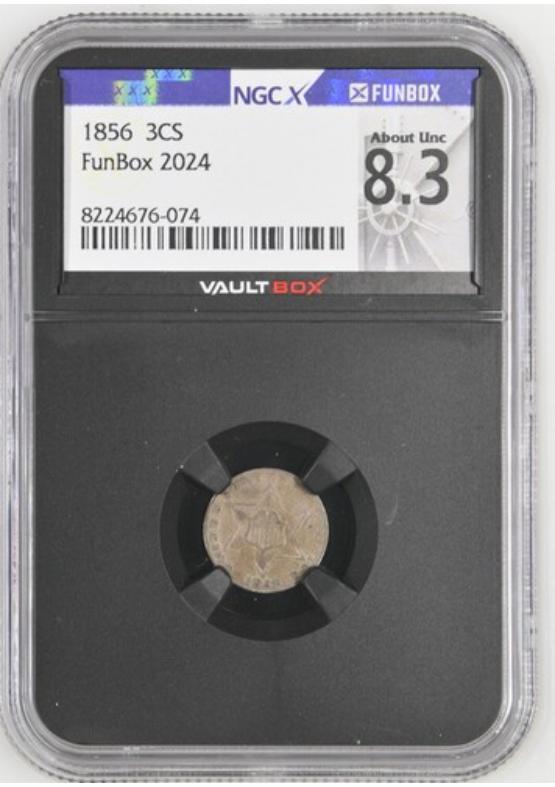 1856 3CS NGCX ABOUT UNCIRCULATED 8.3 Front