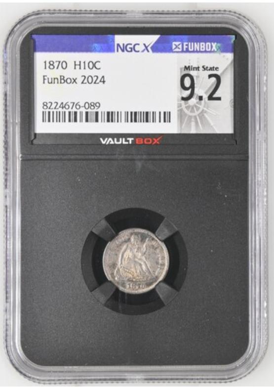 1870 H10C NGCX MINT STATE 9.2 Front