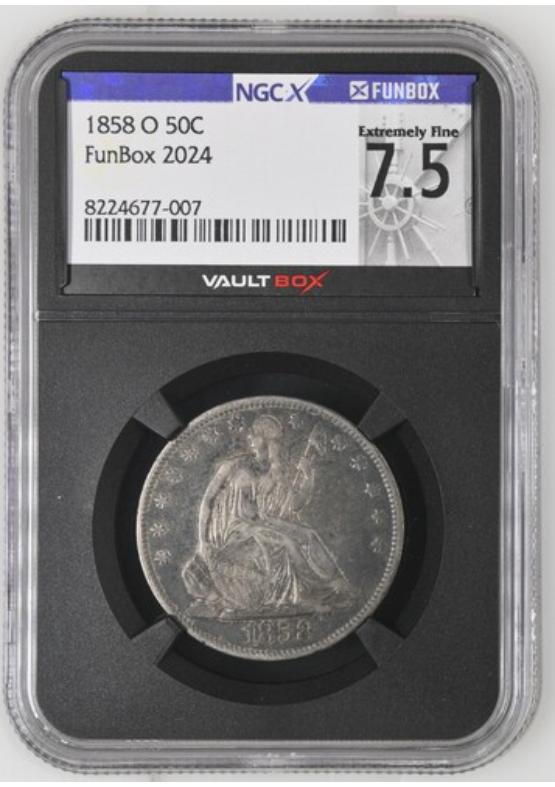 1858-O 50C NGCX EXTREMELY FINE 7.5 Front