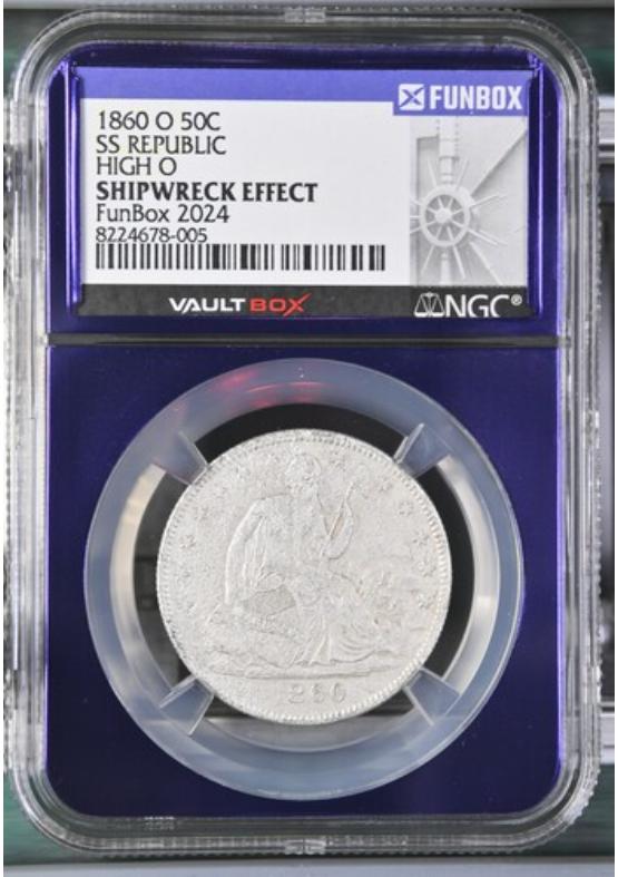 1860-O 50C SS REPUBLIC HIGH O NGC SHIPWRECK EFFECT Front