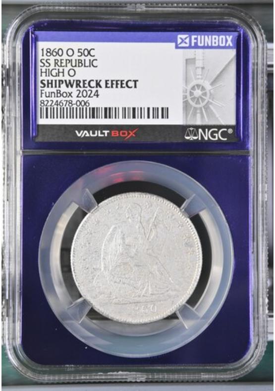 1860-O 50C SS REPUBLIC HIGH O NGC SHIPWRECK EFFECT Front