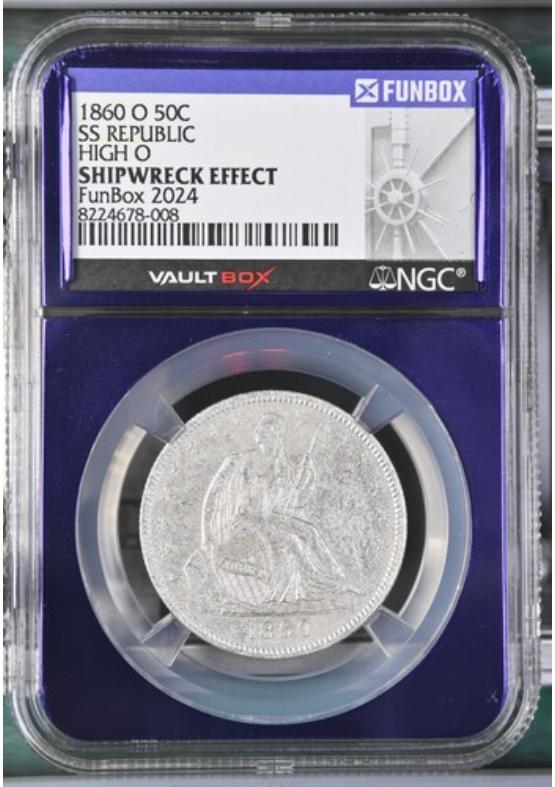1860-O 50C SS REPUBLIC HIGH O NGC SHIPWRECK EFFECT Front