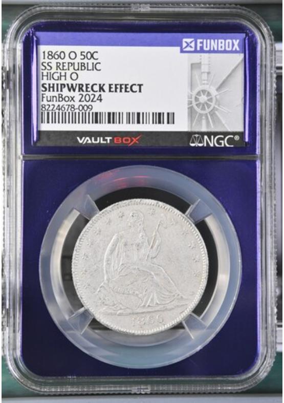 1860-O 50C SS REPUBLIC HIGH O NGC SHIPWRECK EFFECT Front