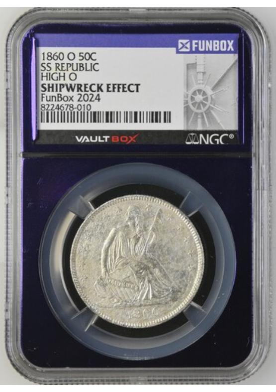 1860-O 50C SS REPUBLIC HIGH O NGC SHIPWRECK EFFECT Front