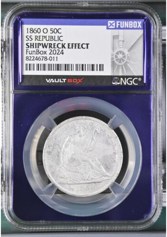1860-O 50C SS REPUBLIC  NGC SHIPWRECK EFFECT Front