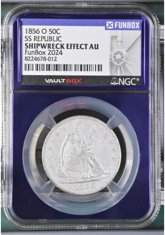 1856-O 50C SS REPUBLIC  NGC SHIPWRECK EFFECT Front