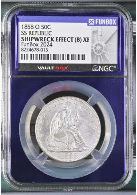 1858-O 50C SS REPUBLIC  NGC SHIPWRECK EFFECT Front