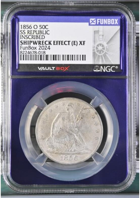 1856-O 50C SS REPUBLIC INSCRIBED NGC SHIPWRECK EFFECT Front