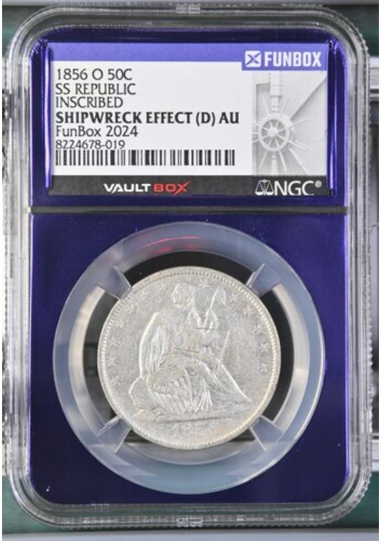 1856-O 50C SS REPUBLIC INSCRIBED NGC SHIPWRECK EFFECT Front