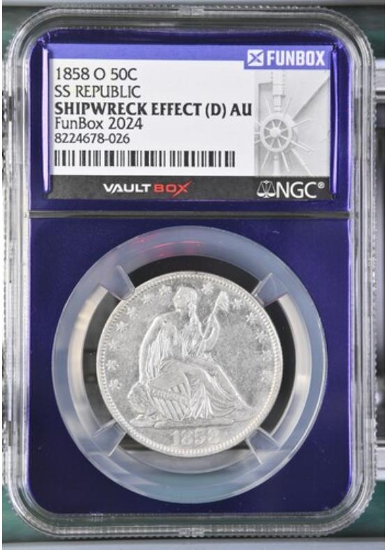 1858-O 50C SS REPUBLIC  NGC SHIPWRECK EFFECT Front